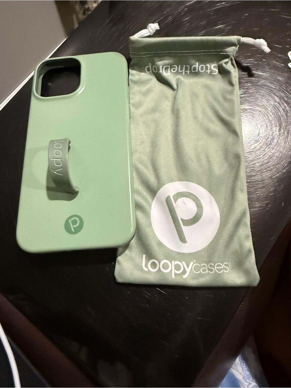 Loopy Case Mint Green Phone Case with Loop Grip and Matching Pouch